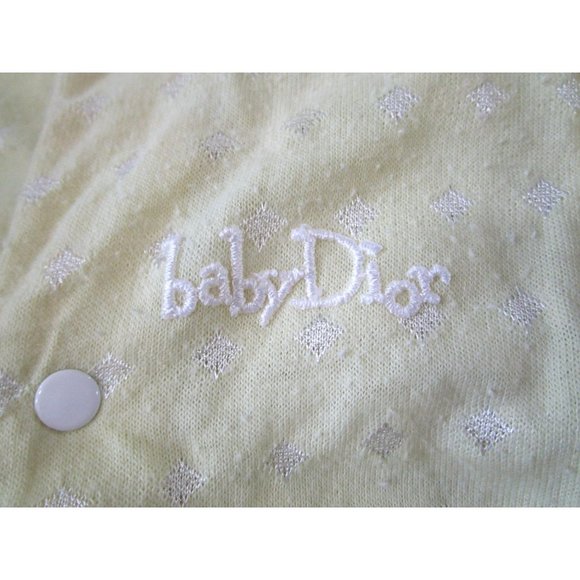 Vintage Baby Dior Layette Yellow White Drawstring Bottom Up to 13lbs USA Made - Picture 2 of 16